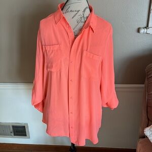 Neon peach button up